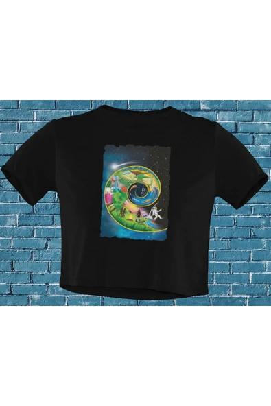 playbackmoda Akiki Tasarım, Evolution - Evrim, Bilimsel Tasarım, Siyah Crop (yarım Tişört) , L Beden ürün görseli