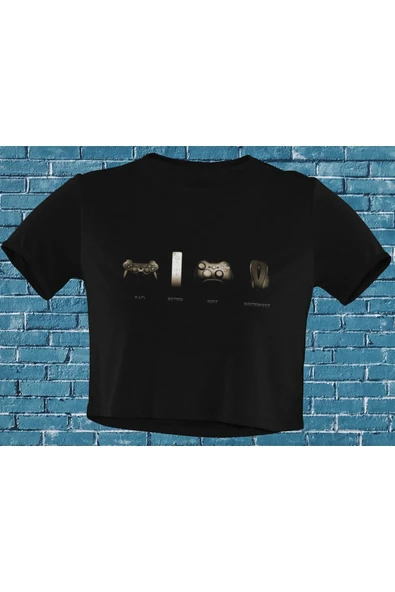 playbackmoda Akiki Tasarım, Bad - Better - Best - Bestersest, Oyun Fanları, Siyah Crop (yarım Tişört) , M Beden ürün görseli