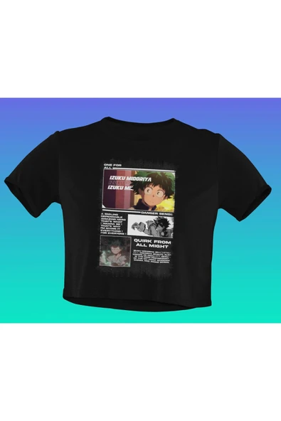 playbackmoda Akiki Tasarım, Izuku Midoriya, Anime - Manga, Siyah Crop (yarım Tişört) , Xs Beden ürün görseli