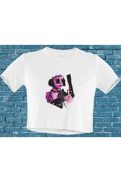 playbackmoda Akiki Tasarım, Leon - Mathilda Fan Dizayn, Film Afişi Tasarım, Beyaz Crop (yarım Tişört) , M Beden ürün görseli