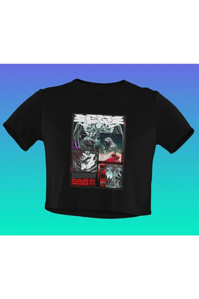 playbackmoda Akiki Tasarım, Berserk, Anime - Manga, Siyah Crop (yarım Tişört) , S Beden ürün görseli
