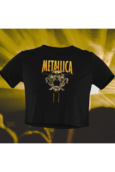 playbackmoda Crop-top Metallica Baskılı Yarım Tişört ürün görseli