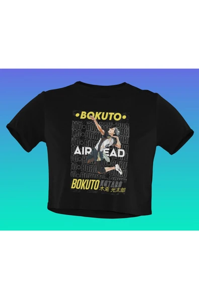 playbackmoda Akiki Tasarım, Bokuto Kotaro, Anime - Manga, Siyah Crop (yarım Tişört) , M Beden ürün görseli