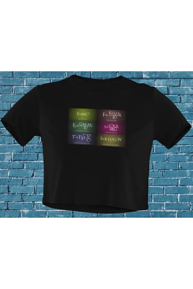 playbackmoda Akiki Tasarım, Popüler Bilimsel Formüller, Bilimsel Tasarım, Siyah Crop (yarım Tişört) , M Beden ürün görseli