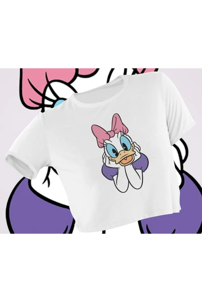 playbackmoda Crop-top Daisy Duck Baskılı Yarım Tişört ürün görseli