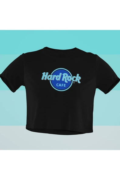 playbackmoda Crop-top Hard Rock Kafe Baskılı Yarım Tişört ürün görseli