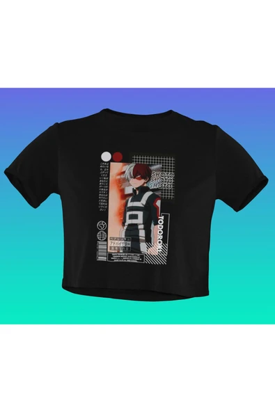 playbackmoda Akiki Tasarım, Shoto Todoruki, Anime - Manga, Siyah Crop (yarım Tişört) , S Beden ürün görseli