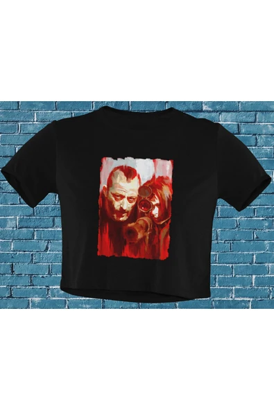 playbackmoda Akiki Tasarım, Leon & Mathilda Suluboya Fan Dizayn, Film Poster Siyah Crop (yarım Tişört) , Xs ürün görseli