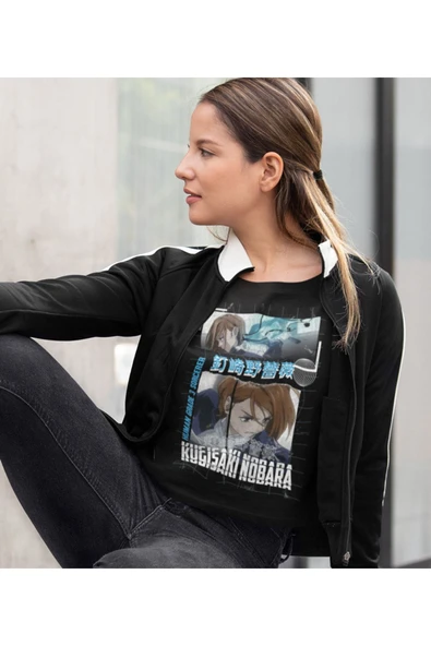 playbackmoda Akiki Tasarım, Kugisaki Nobara, Anime - Manga, Siyah Crop (yarım Tişört) , M Beden - Resim 2