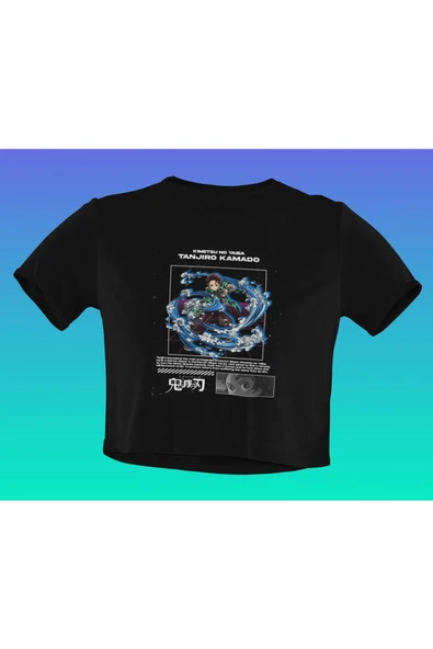 playbackmoda Akiki Tasarım, Tanjiro Kamado, Anime - Manga, Siyah Crop (yarım Tişört) , M Beden ürün görseli