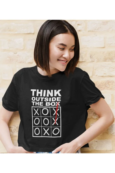 playbackmoda Akiki Tasarım, Sıradışı Düşün-think Outside The Box, Oyun Fanları, Siyah Crop (yarım Tişört) , Xs - Resim 2