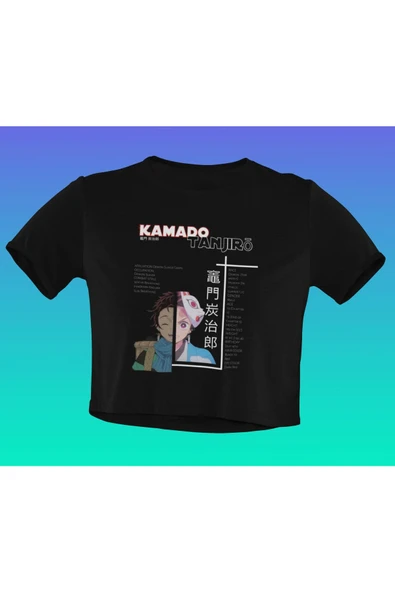 playbackmoda Akiki Tasarım, Kamado Tanjiro, Anime - Manga, Siyah Crop (yarım Tişört) , S Beden ürün görseli