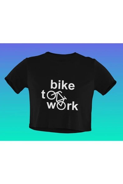 playbackmoda Akiki Tasarım, Işe Bisikletle Gitme Günü, Bisiklet Fanatikleri, Siyah Crop (yarım Tişört) , L Beden
