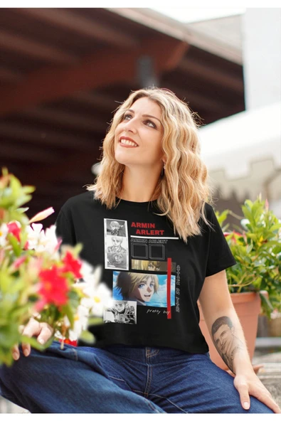 playbackmoda Akiki Tasarım, Armin Arlert, Anime - Manga, Siyah Crop (yarım Tişört) , M Beden - Resim 2
