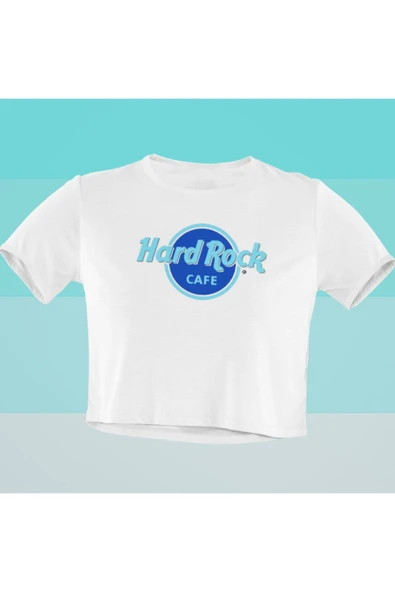 playbackmoda Crop-top Hard Rock Kafe Baskılı Yarım Tişört ürün görseli