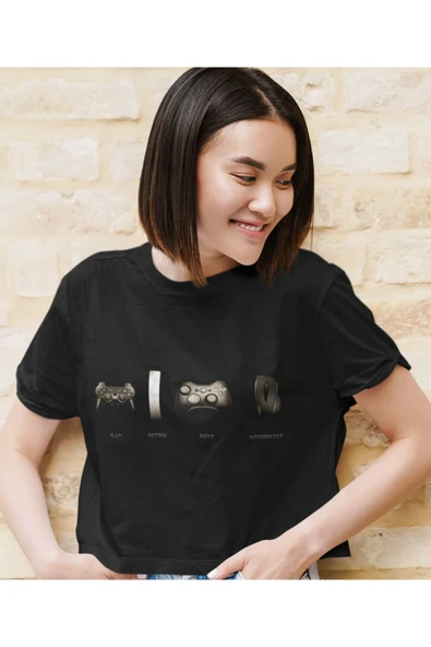 playbackmoda Akiki Tasarım, Bad - Better - Best - Bestersest, Oyun Fanları, Siyah Crop (yarım Tişört) , M Beden - Resim 2