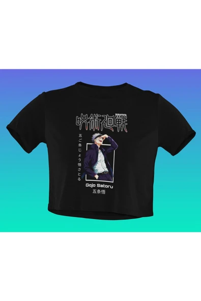 playbackmoda Akiki Tasarım, Gojo Satoru, Anime - Manga, Siyah Crop (yarım Tişört) , Xs Beden ürün görseli