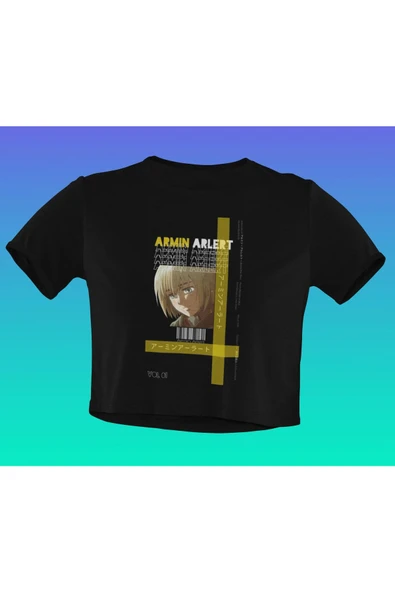 playbackmoda Akiki Tasarım, Armin Arlert, Anime - Manga, Siyah Crop (yarım Tişört) , S Beden ürün görseli
