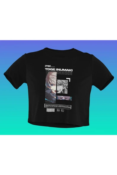 playbackmoda Akiki Tasarım, Toge Inumaki, Anime - Manga, Siyah Crop (yarım Tişört) , L Beden ürün görseli