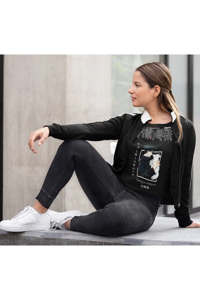 playbackmoda Akiki Tasarım, Fushiguro Megumi, Anime - Manga, Siyah Crop (yarım Tişört) , S Beden - Resim 2