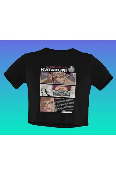 playbackmoda Akiki Tasarım, Charlotte Katakuri, Anime - Manga, Siyah Crop (yarım Tişört) , M Beden