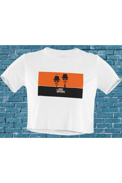 playbackmoda Akiki Tasarım, Blues Brothers-cazcı Kardeşler, Film Poster Beyaz Crop (yarım Tişört) , S ürün görseli