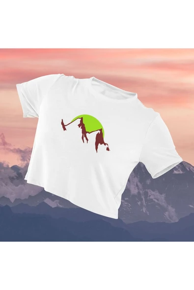 playbackmoda Crop-top Doğa Dağ Kar Baskılı Yarım Tişört ürün görseli