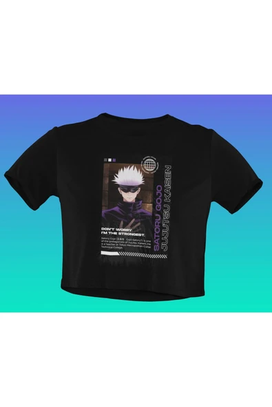 playbackmoda Akiki Tasarım, Satoru Gojo, Anime - Manga, Siyah Crop (yarım Tişört) , L Beden ürün görseli
