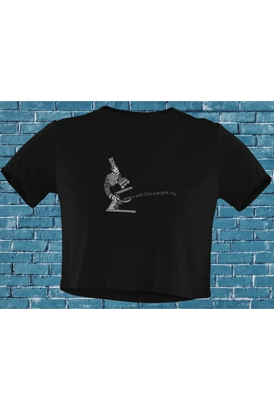 playbackmoda Akiki Tasarım, Bilim Ve Sanat, Bilimsel Tasarım, Siyah Crop (yarım Tişört) , S Beden
