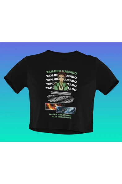 playbackmoda Akiki Tasarım, Tanjiro Kamado, Anime - Manga, Siyah Crop (yarım Tişört) , L Beden ürün görseli