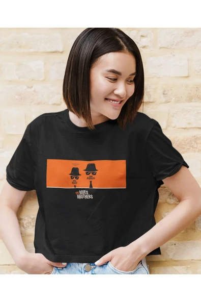 playbackmoda Akiki Tasarım, Blues Brothers-cazcı Kardeşler, Film Poster Siyah Crop (yarım Tişört) , S - Resim 2
