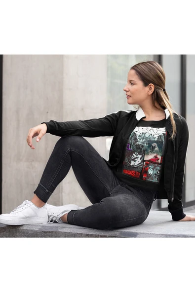 playbackmoda Akiki Tasarım, Berserk, Anime - Manga, Siyah Crop (yarım Tişört) , S Beden - Resim 2