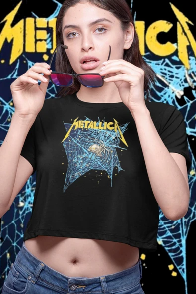 playbackmoda Crop-top Metallica Baskılı Yarım Tişört - Resim 2
