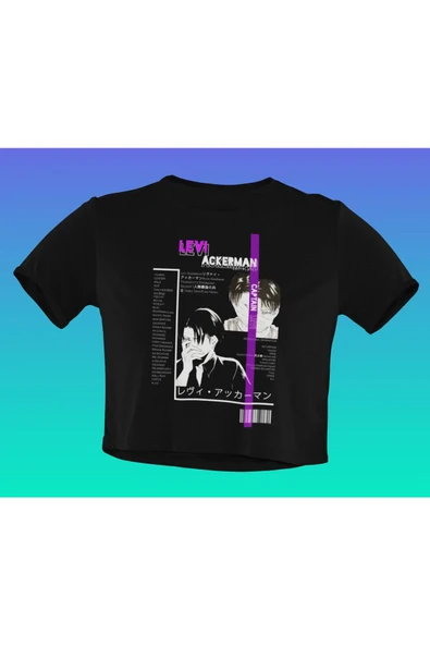 playbackmoda Akiki Tasarım, Levi Ackerman, Anime - Manga, Siyah Crop (yarım Tişört) , S Beden ürün görseli