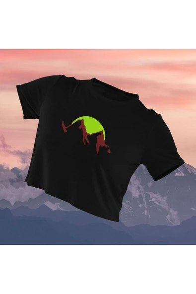 playbackmoda Crop-top Doğa Dağ Baskılı Yarım Tişört ürün görseli