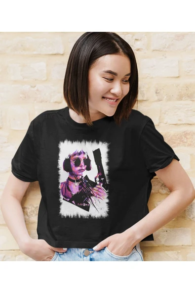 playbackmoda Akiki Tasarım, Leon - Mathilda Fan Dizayn, Film Afişi Tasarım, Siyah Crop (yarım Tişört) , S Beden - Resim 2