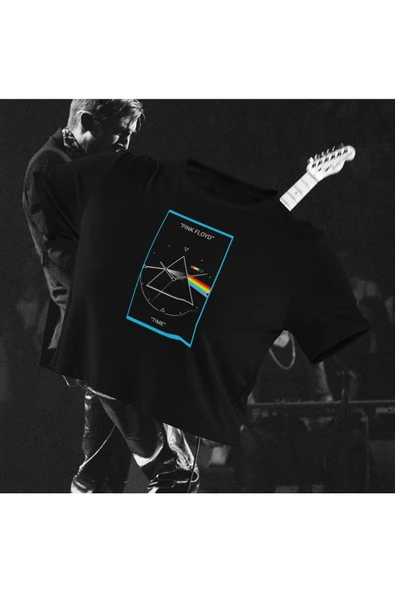 playbackmoda Crop-top Pink Floyd Baskılı Yarım Tişört - Resim 2