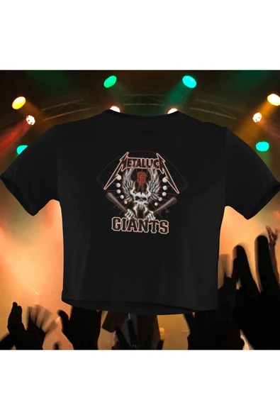 playbackmoda Crop-top Metallica Baskılı Yarım Tişört ürün görseli