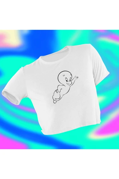 playbackmoda Crop-top Casper Baskılı Yarım Tişört ürün görseli