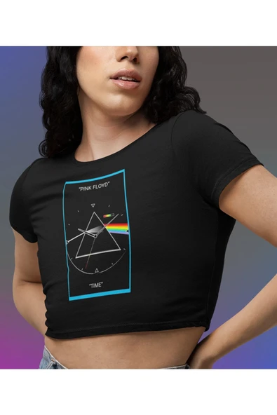 playbackmoda Crop-top Pink Floyd Baskılı Yarım Tişört