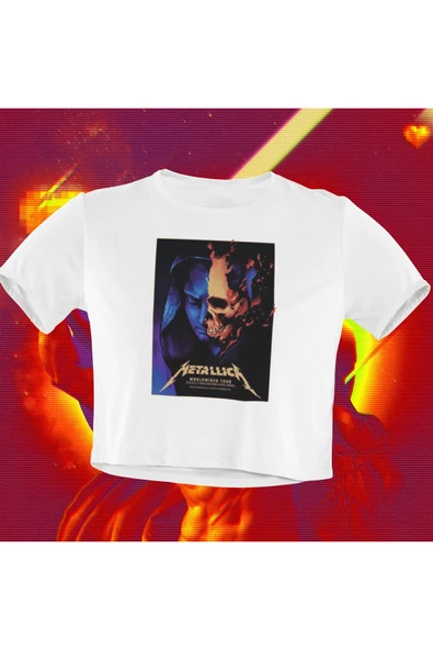 playbackmoda Crop-top Metallica Baskılı Yarım Tişört ürün görseli