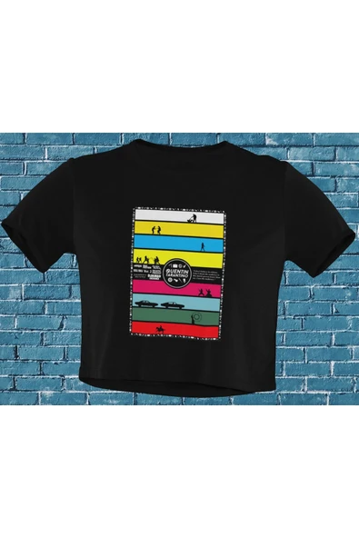 playbackmoda Akiki Tasarım, Quentin Tarantino Filmleri Fan Dizayn, Film Poster Siyah Crop (yarım Tişört) , L ürün görseli