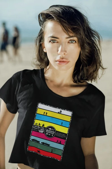 playbackmoda Akiki Tasarım, Quentin Tarantino Filmleri Fan Dizayn, Film Poster Siyah Crop (yarım Tişört) , L - Resim 2