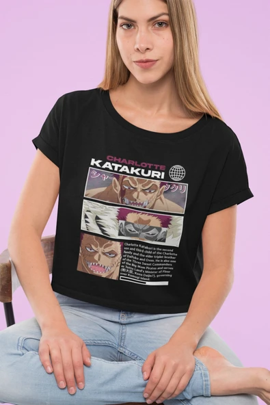 playbackmoda Akiki Tasarım, Charlotte Katakuri, Anime - Manga, Siyah Crop (yarım Tişört) , M Beden - Resim 2