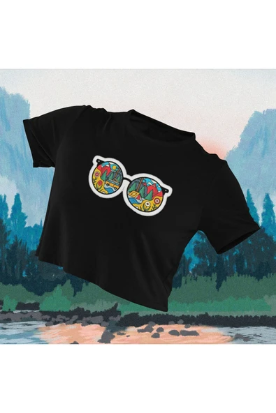 playbackmoda Crop-top Camping Adventure Baskılı Yarım Tişört ürün görseli