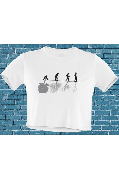 playbackmoda Akiki Tasarım, Insan Vs Doğa, Bilimsel Tasarım, Beyaz Crop (yarım Tişört) , L Beden ürün görseli