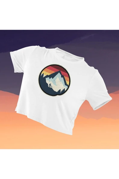 playbackmoda Crop-Top Doğa Yürüyüş Baskılı Yarım Tişört ürün görseli