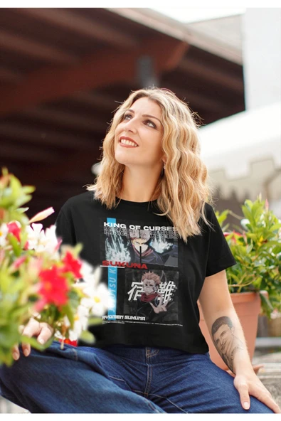 playbackmoda Akiki Tasarım, Sukuna, Anime - Manga, Siyah Crop (yarım Tişört) , L Beden - Resim 2