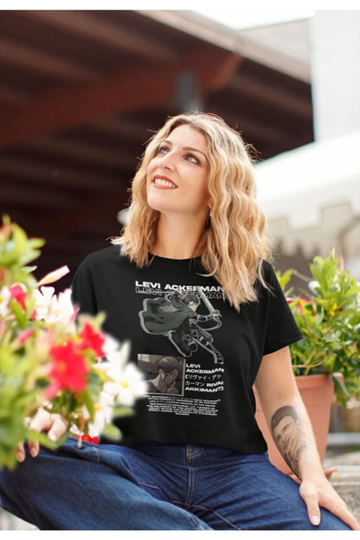playbackmoda Akiki Tasarım, Levi Ackerman, Anime - Manga, Siyah Crop Yarım Tişört Xs Beden - Resim 2