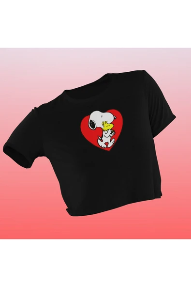 playbackmoda Crop-top Snoopy Baskılı Yarım Tişört ürün görseli
